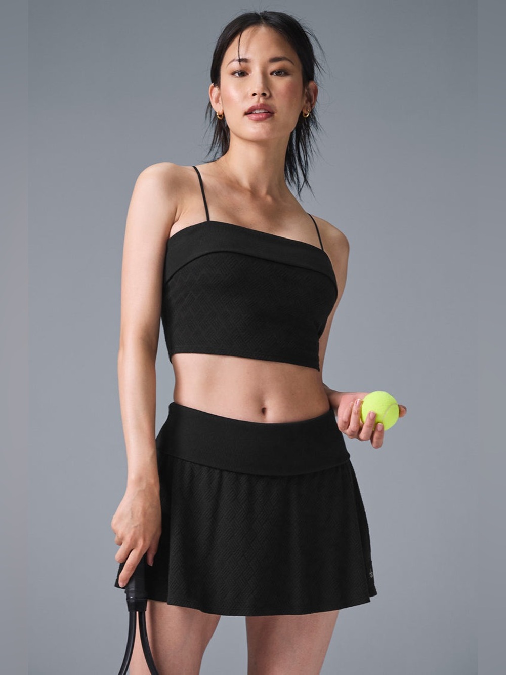 Alo doubles only fold over bra tank in black Sz M MSRP:$84 worn once only
